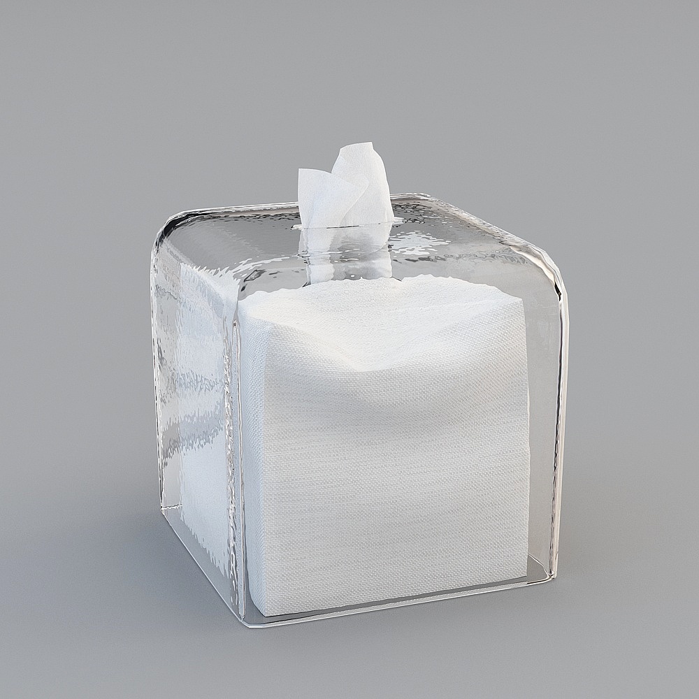 Transparent Glass Tissue Box 3D Model