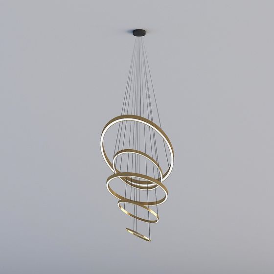 Elegant Spiral Halo Pendant Light 3D model