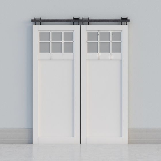 Stylish Double Barn Door 3D model for Modern Interiors