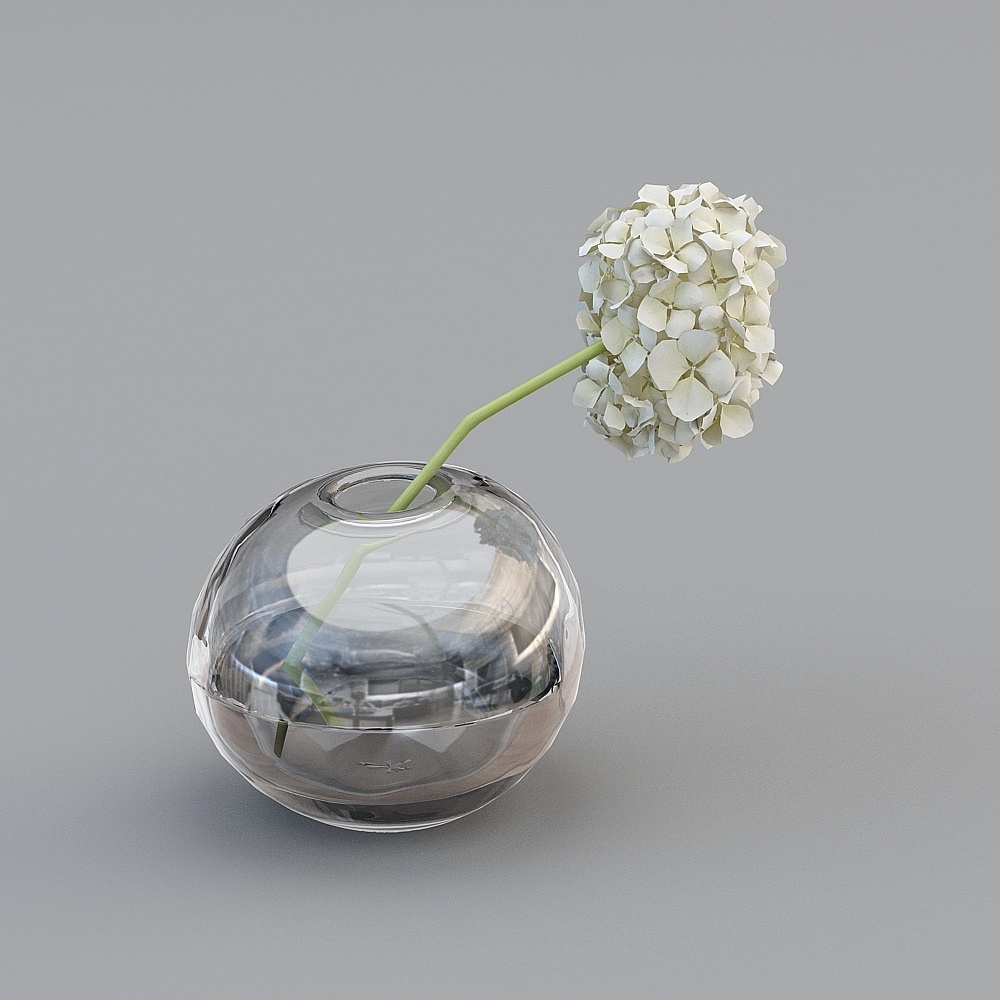 白い花のガラスの花瓶