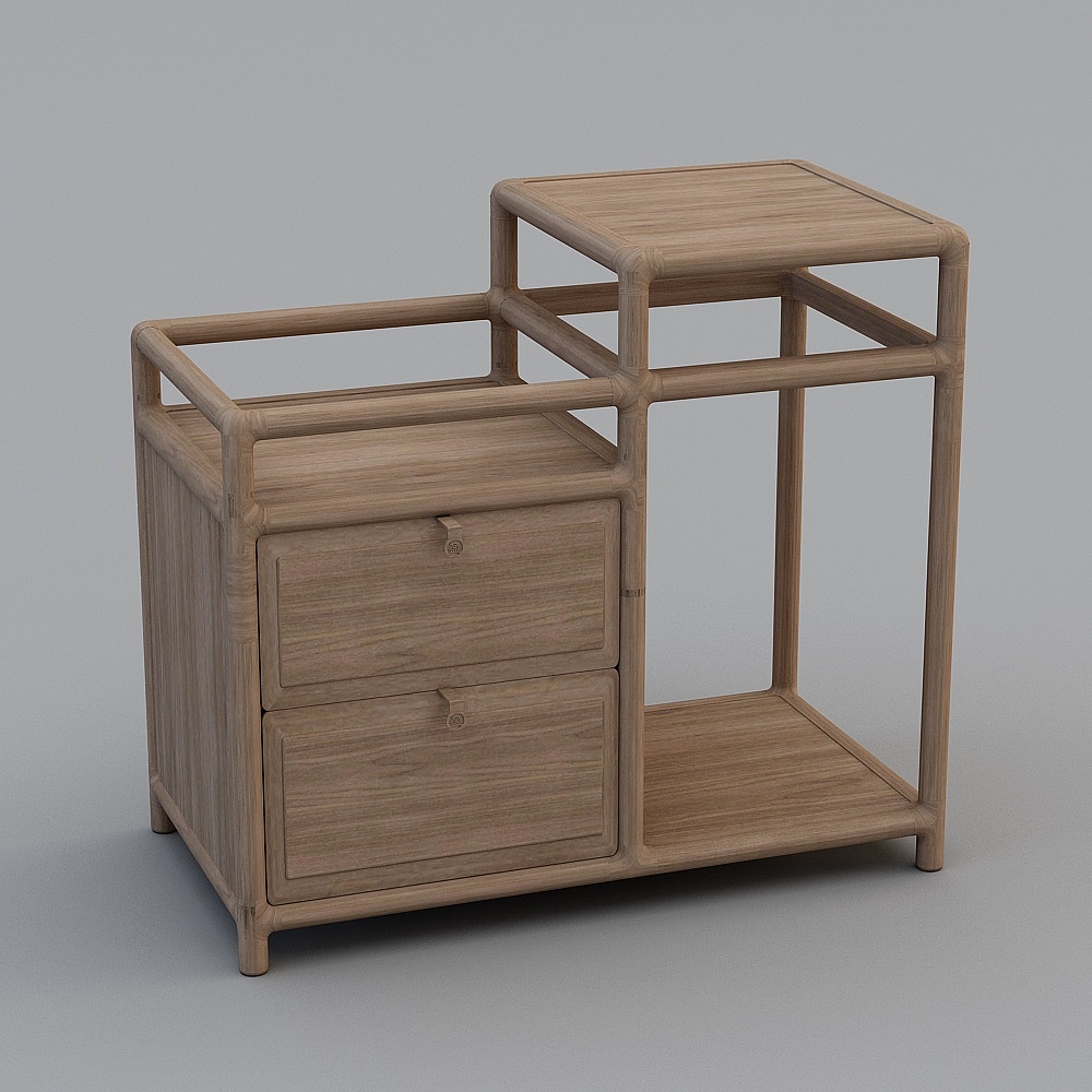 Minimalist Bamboo Sideboard 3D model