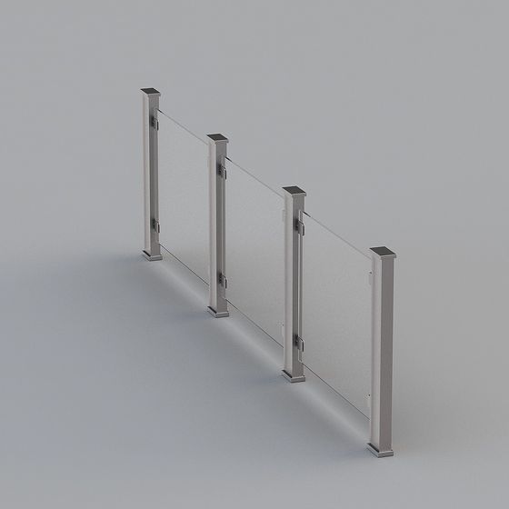 Stylish Glass Railing 3D model for Contemporary Spaces