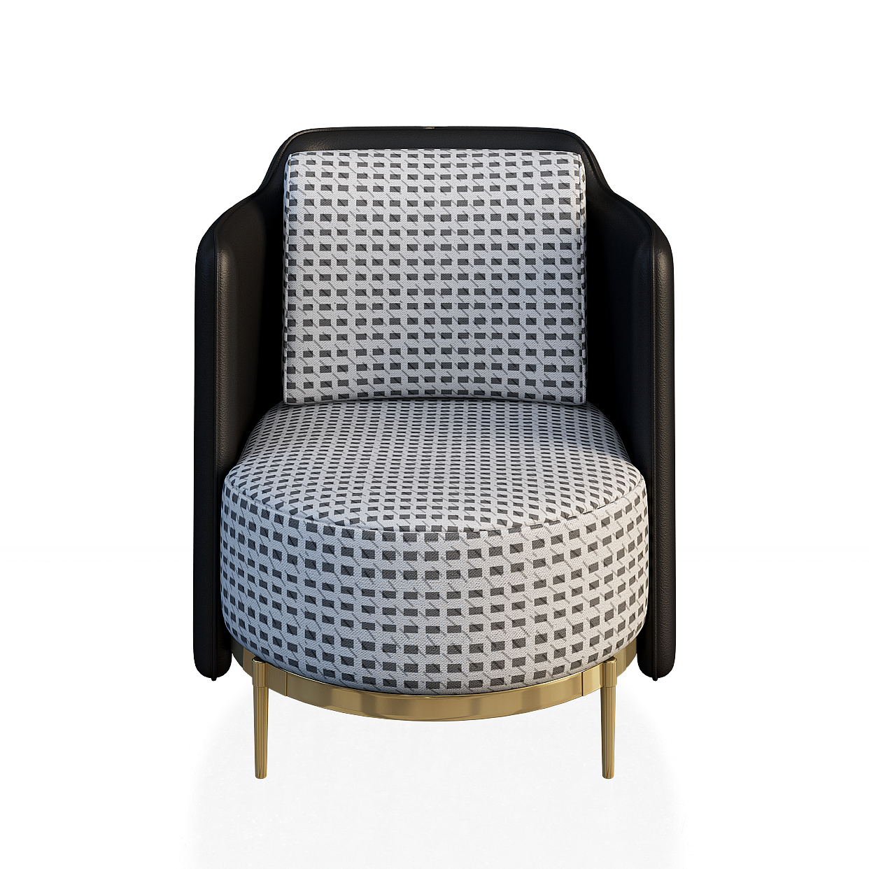 Chic Single Sofa Chair 3D Model – Leather & Gold Legs
