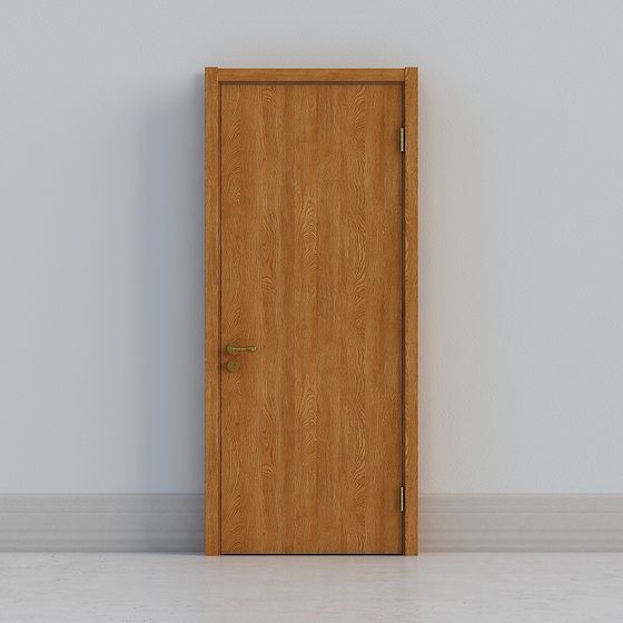 Elegant Low-Poly Wooden Door 3D model