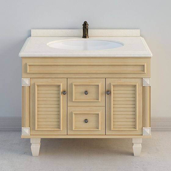 Elegant Low-Poly Bathroom Cabinet 3D model