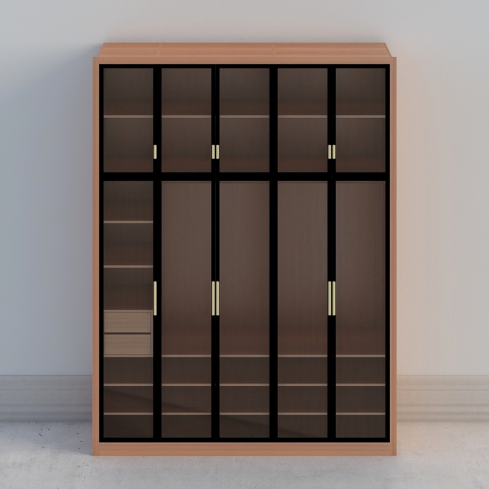 Stylish Glass Door Bookshelf 3D model