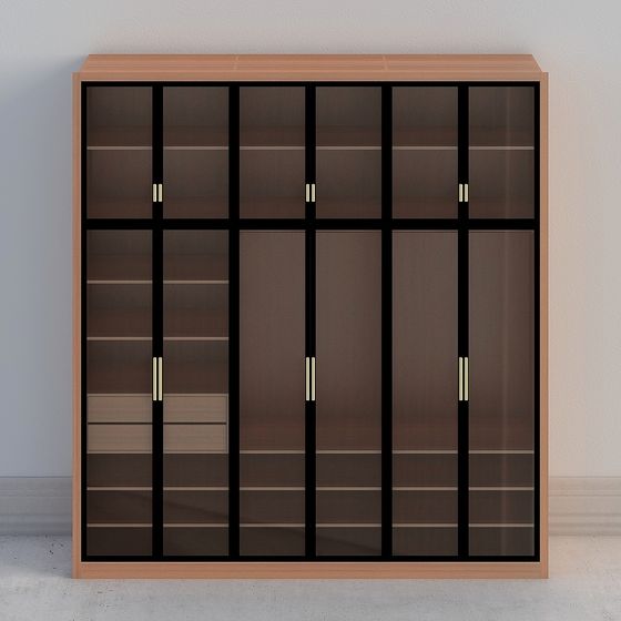 Modern Minimalist Glass-Door Bookshelf 3D model