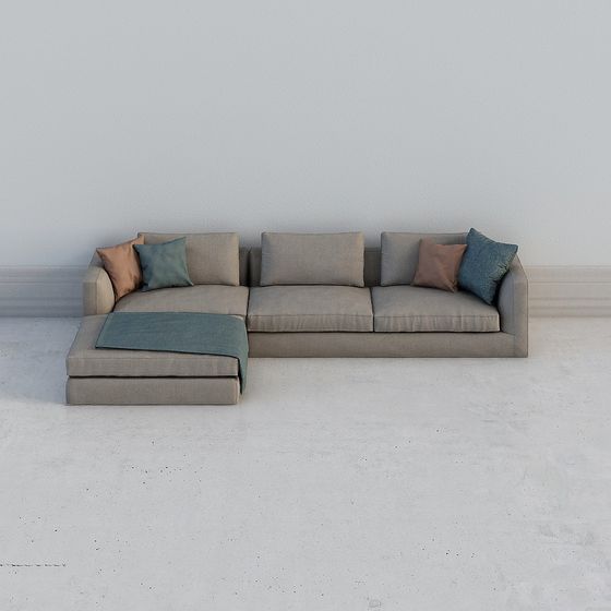 Stylish Low-Polygon Sofa 3D model for Modern Interiors