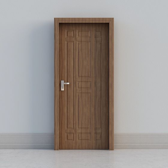 Elegant Low-Poly Detailed Wooden Door 3D model