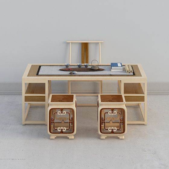Elegant Chinese Tea Table 3D model
