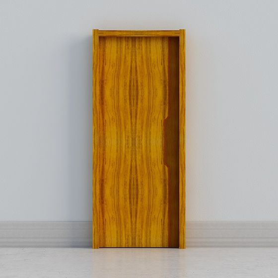 Detailed 3D Wooden Door Model in Low Poly Style