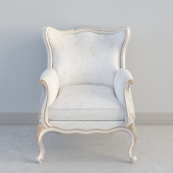 Royal Wing Chair 3D model - Luxurious Retro Design