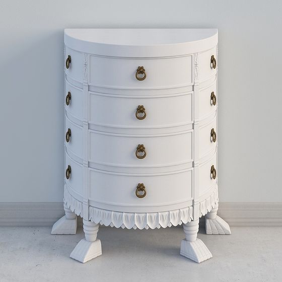 Elegant Half-Round Storage Cabinet 3D model