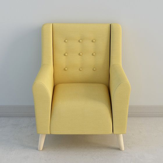 Charming Low-Poly 3D Chair Model in Lemon Yellow