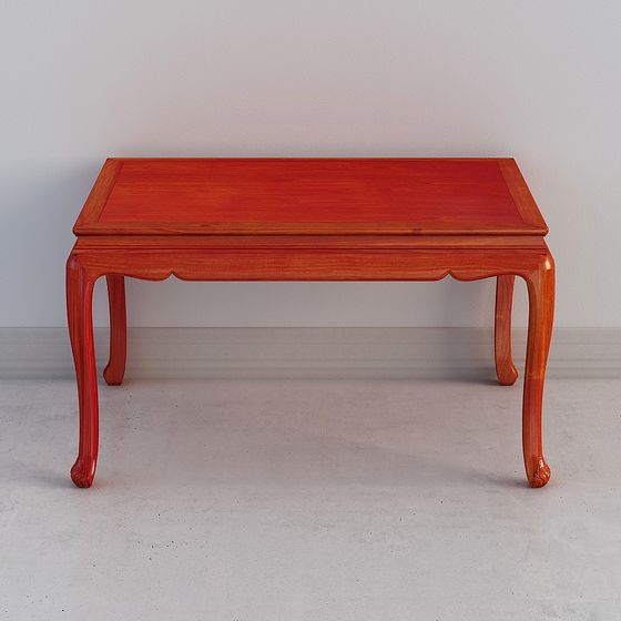 Vintage Red Wood Coffee Table 3D model
