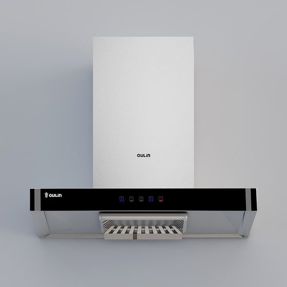 Black Wall Mounted Range Hood 3D Model