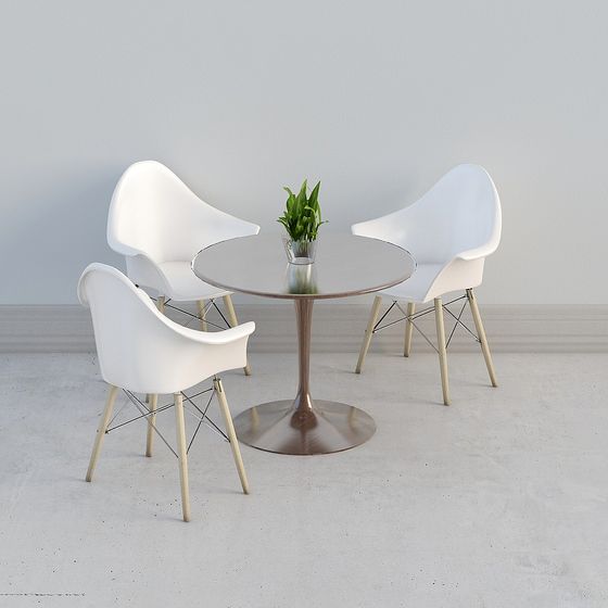 Minimalist Dining Table and Chairs 3D model