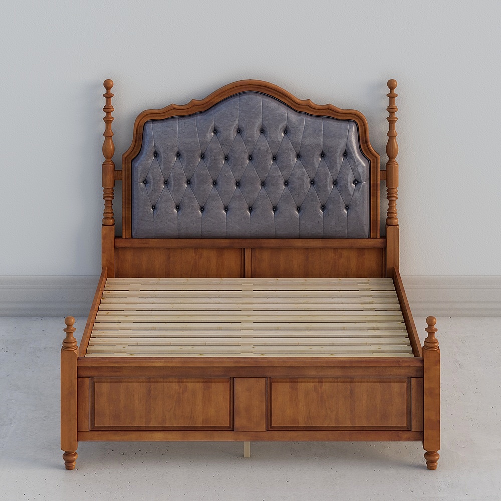 Vintage Bed 3D model with Classic Charm