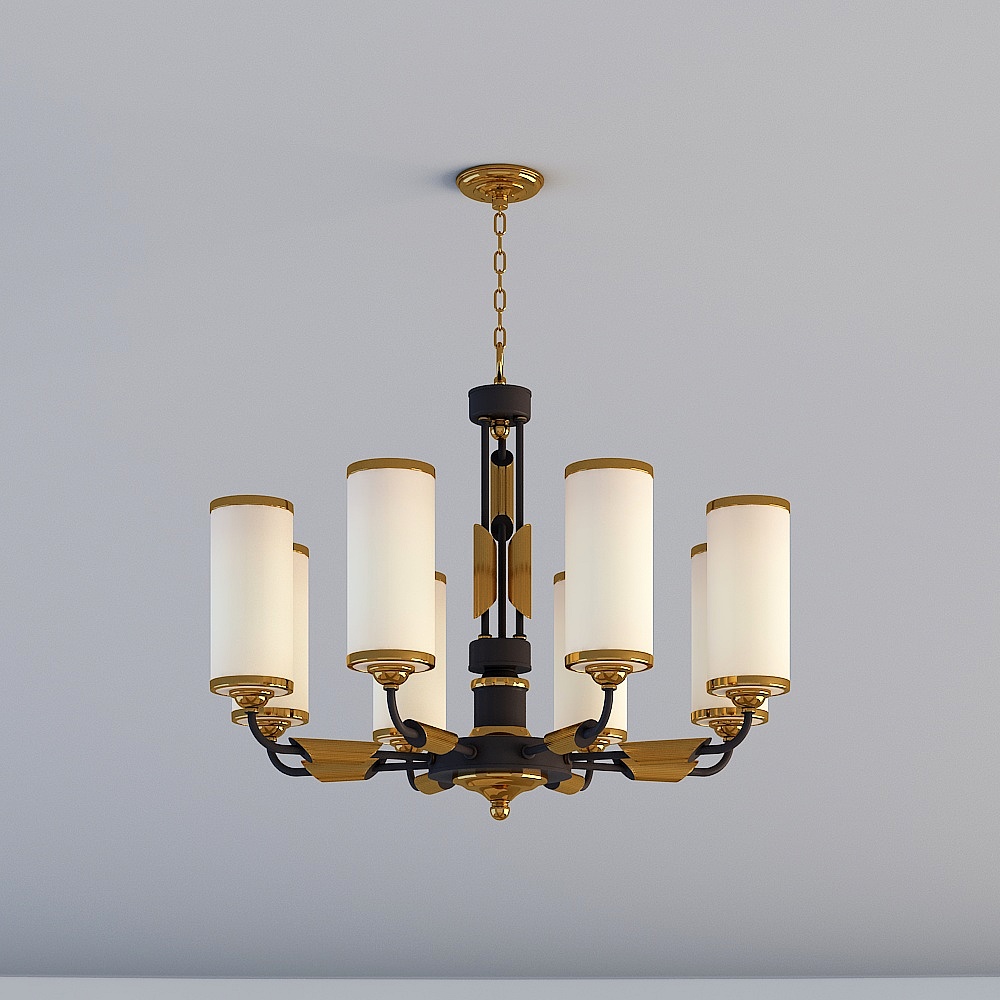 3D lights are all AWJ - Light luxury post-modern new Chinese clubhouse model bedroom bedroom study chandelier-88100-8