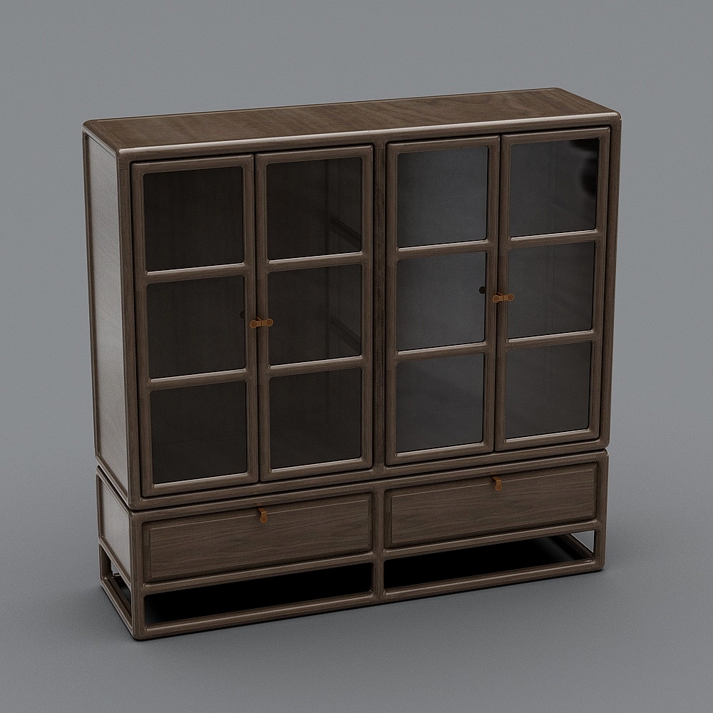 Minimalist Wooden Display Cabinet 3D model