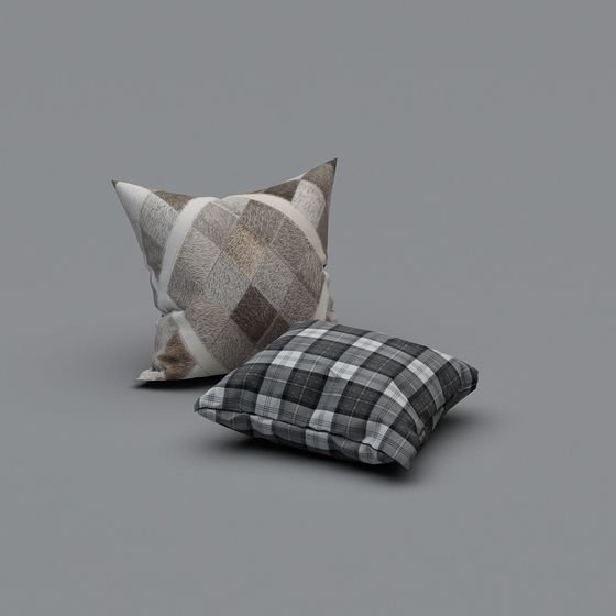 Stylish Checkered Cushion 3D Model