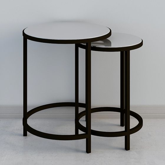 Sleek Round Table Set 3D model for Contemporary Spaces