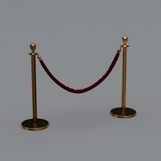 Elegant Velvet Rope Barrier 3D model