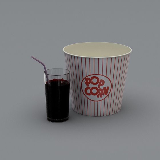 Popcorn Bucket & Soda Glass 3D model