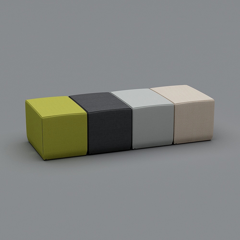 Modular Ottoman 3D model with Unique Geometric Design