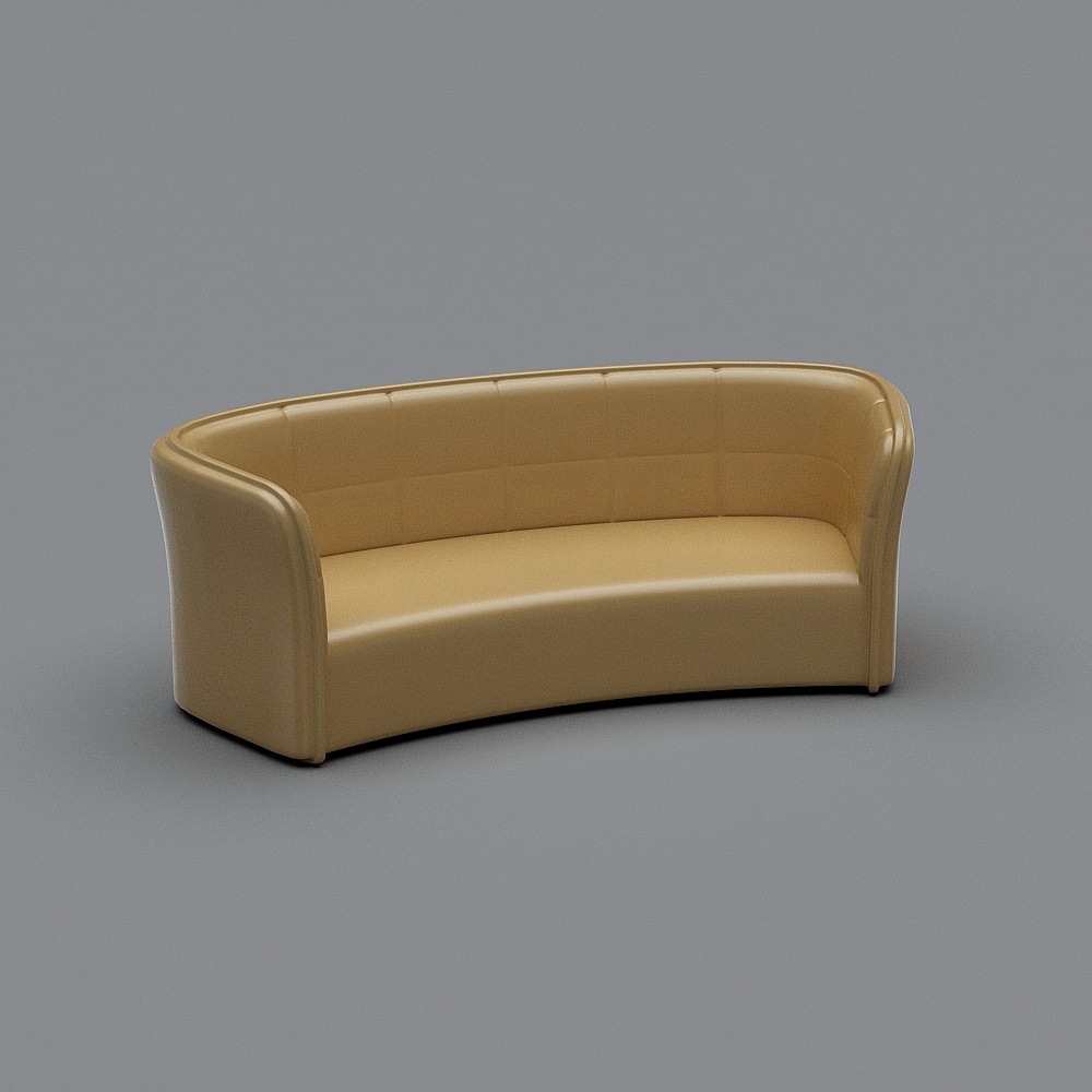 Elegant Curved Low-Poly Sofa 3D model