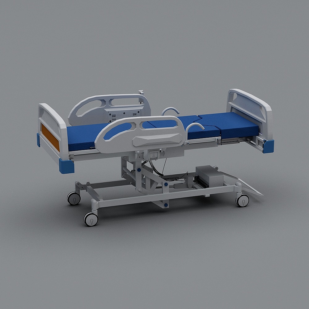 Low-Poly Hospital Bed 3D Model