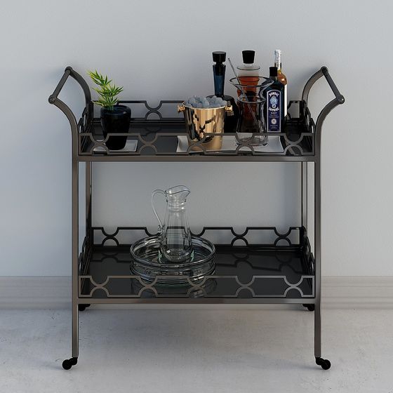 Glam Bar Cart 3D model for Elegant Spaces