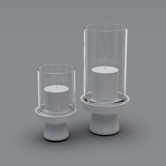 Elegant Low-Poly Candle Holder Set 3D model