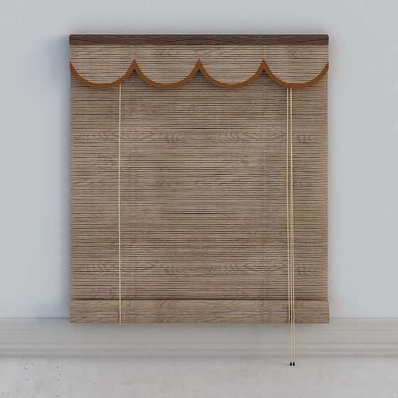 Elegant Low-Polygon Bamboo Curtain 3D model for Interiors