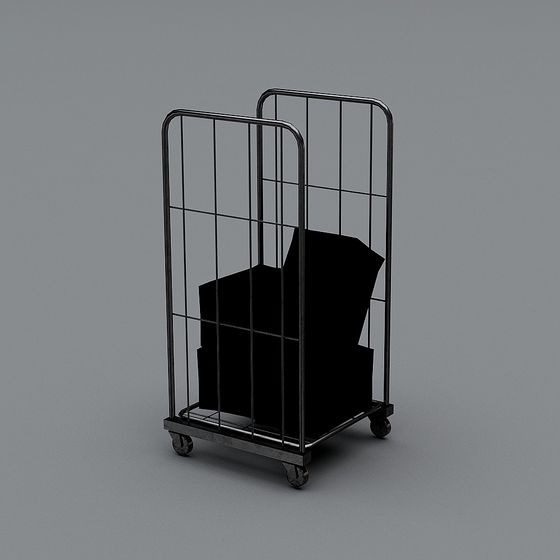 Industrial Aesthetic Metal Cart 3D Model