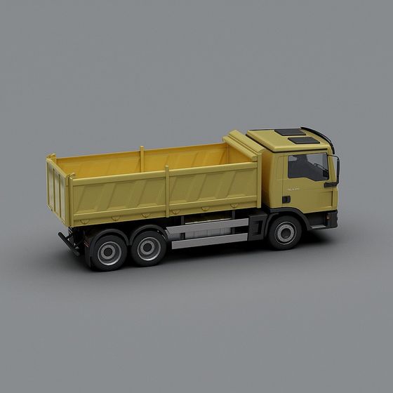 Realistic Yellow Dump Truck 3D model