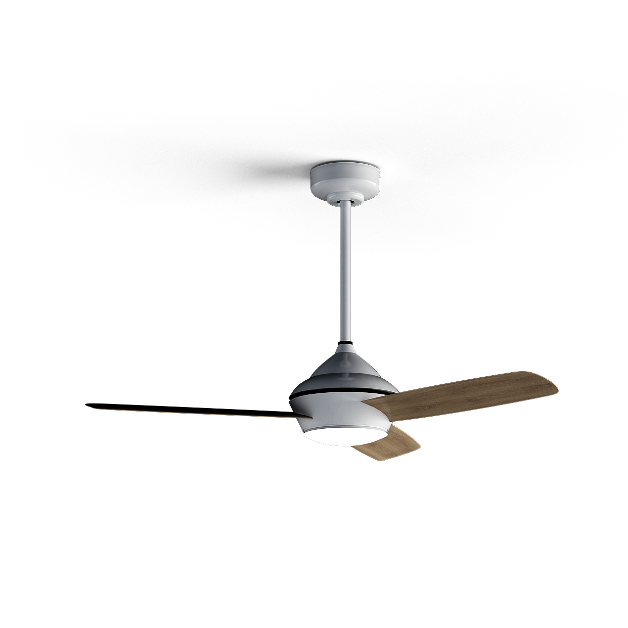 Elegant Low Poly Ceiling Fan 3D Model – White & Wood