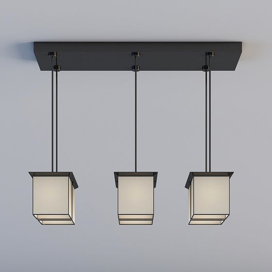 Black Chinese Style Restaurant Chandelier 3D Model