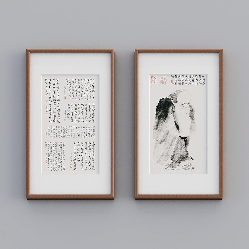 Kippoon Zweiteiliges vertikales Seeotter-Farben Massivholzrahmen Farbklecks-Fee Figur 43x73cm Tinte Lebensstern twrgz-zs-gg-sk-10