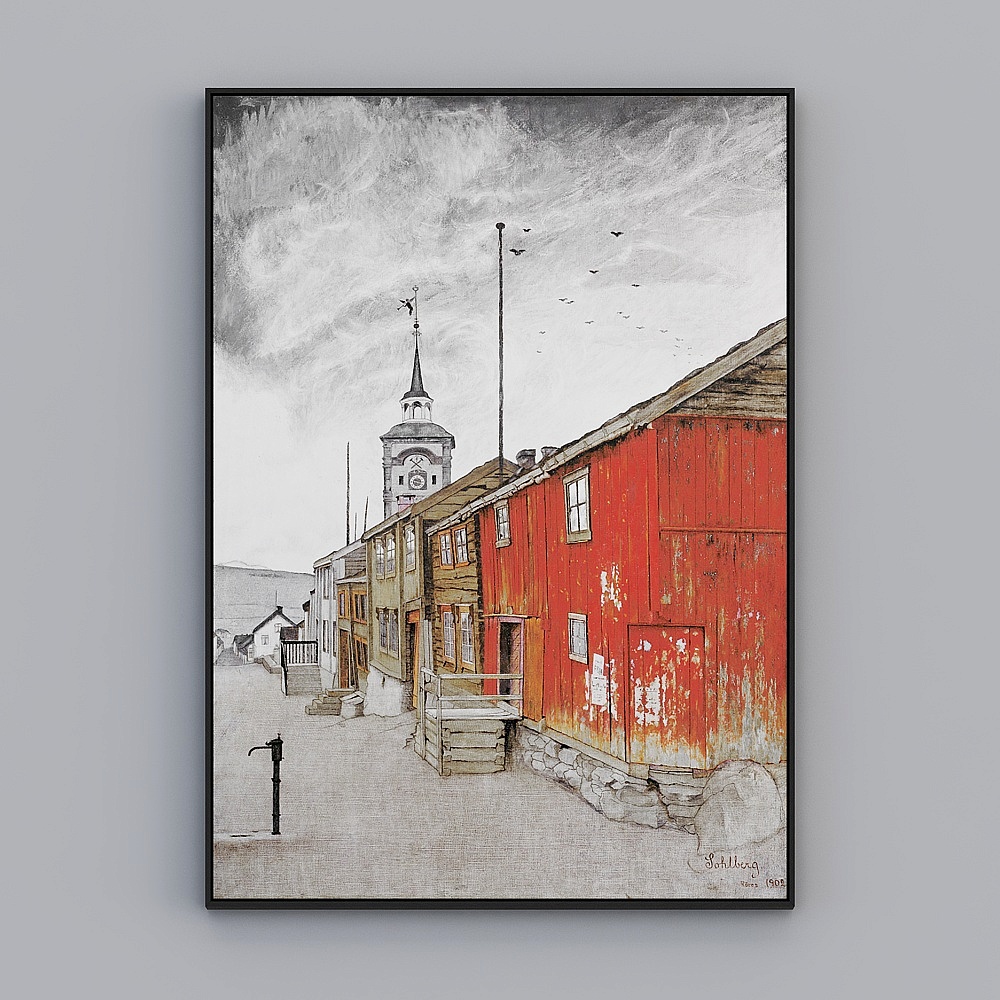 Kippe 現代客廳 單幅垂直棕框風景 103x143cm 風景裝飾畫 wrgz-x-12