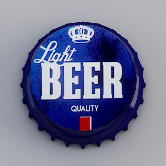Vibrant Light Beer Bottle Cap Design 3D model