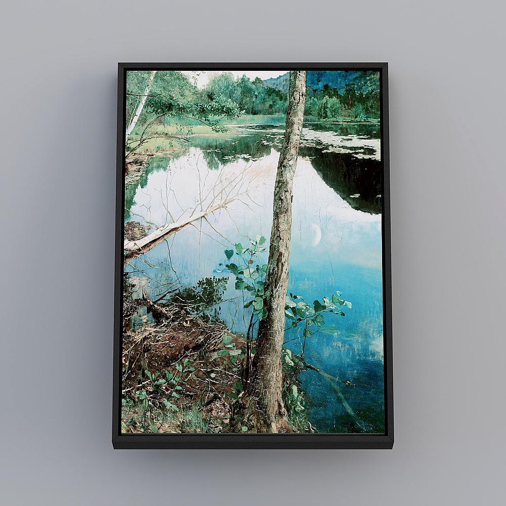 Kippoon modern floor-to-ceiling painting living room single vertical black frame landscape 43x63cm landscape decoration painting wrgz-x-12 tilt