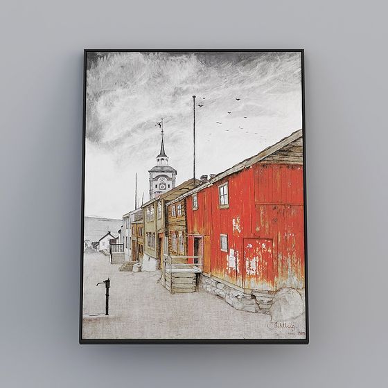 Kippoon 현대 천장부터 바닥까지 내려 오는 그림 거실 단일 세로 검은 색 프레임 풍경 103x143cm 풍경 장식 그림 wrgz-x-12 기울기