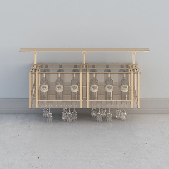 Stylish Low Poly Bar Cart 3D model