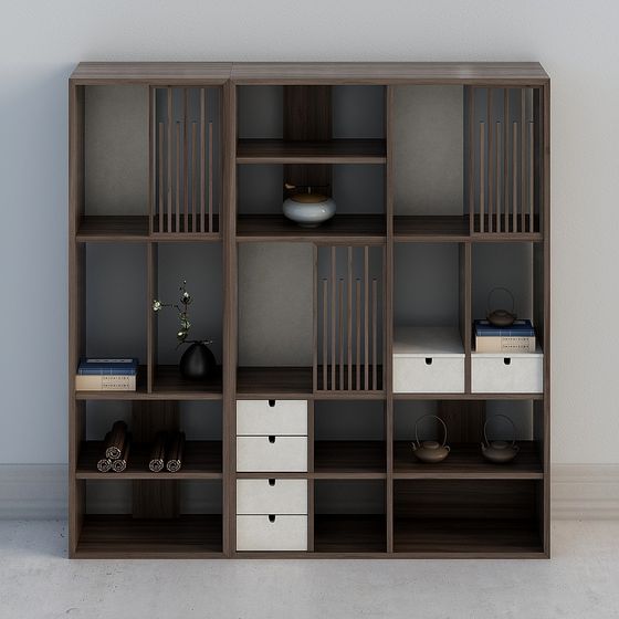 Elegant Wooden Bookshelf 3D Model