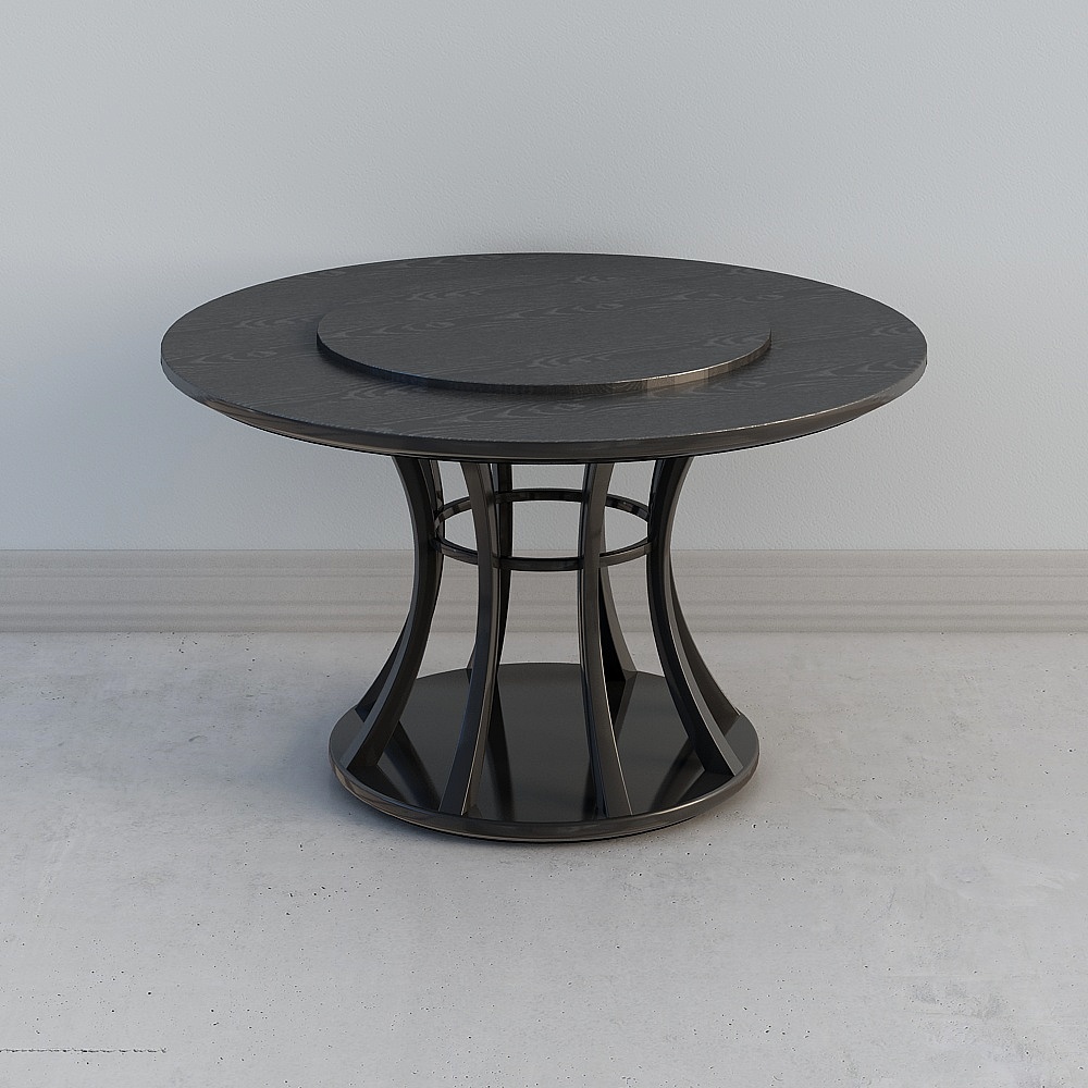 New Chinese black round table-17