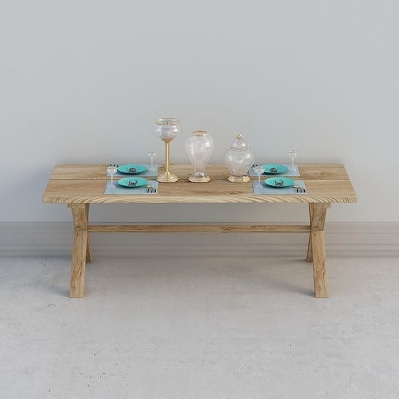Rustic Dining Table 3D Model