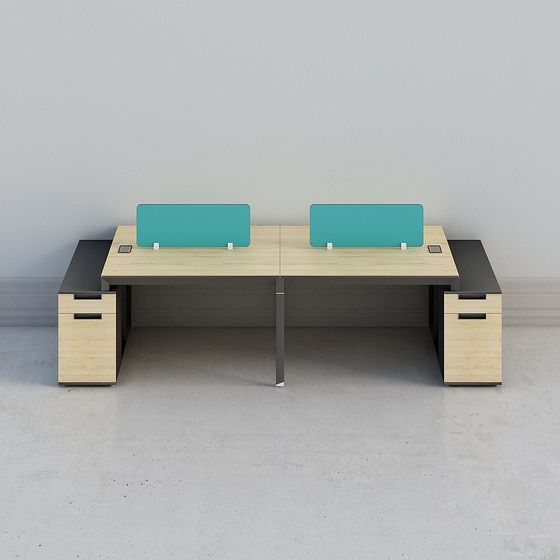 Contemporary Dual Work Desk 3D model for Office Spaces