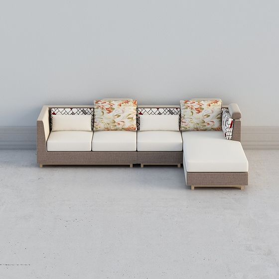 Elegant Low-Poly 3D Sofa Model for Modern Interiors