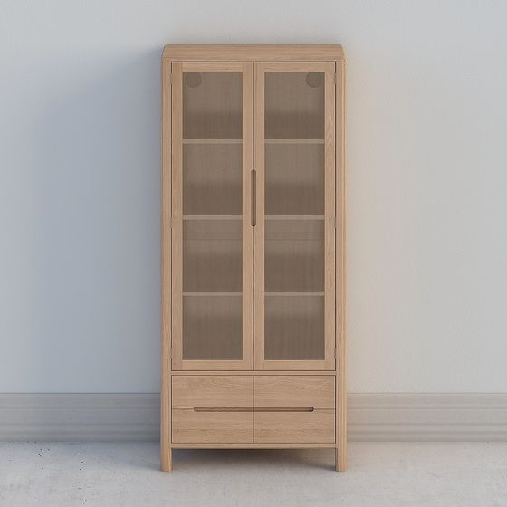 Elegant Glass Door Display Cabinet 3D model